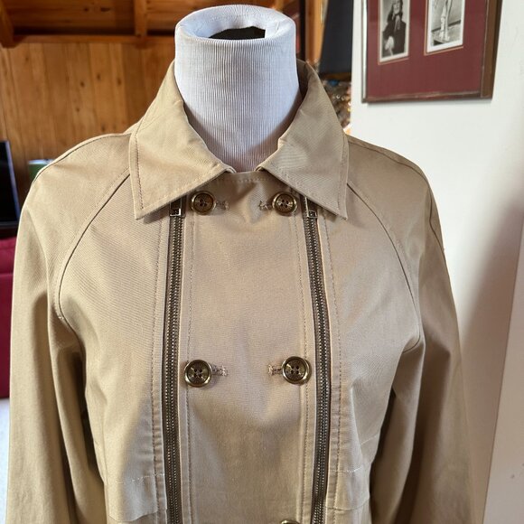 NEW!  MICHAEL KORS Tan Khaki Raincoat - Flawed - XS - Picture 4 of 14